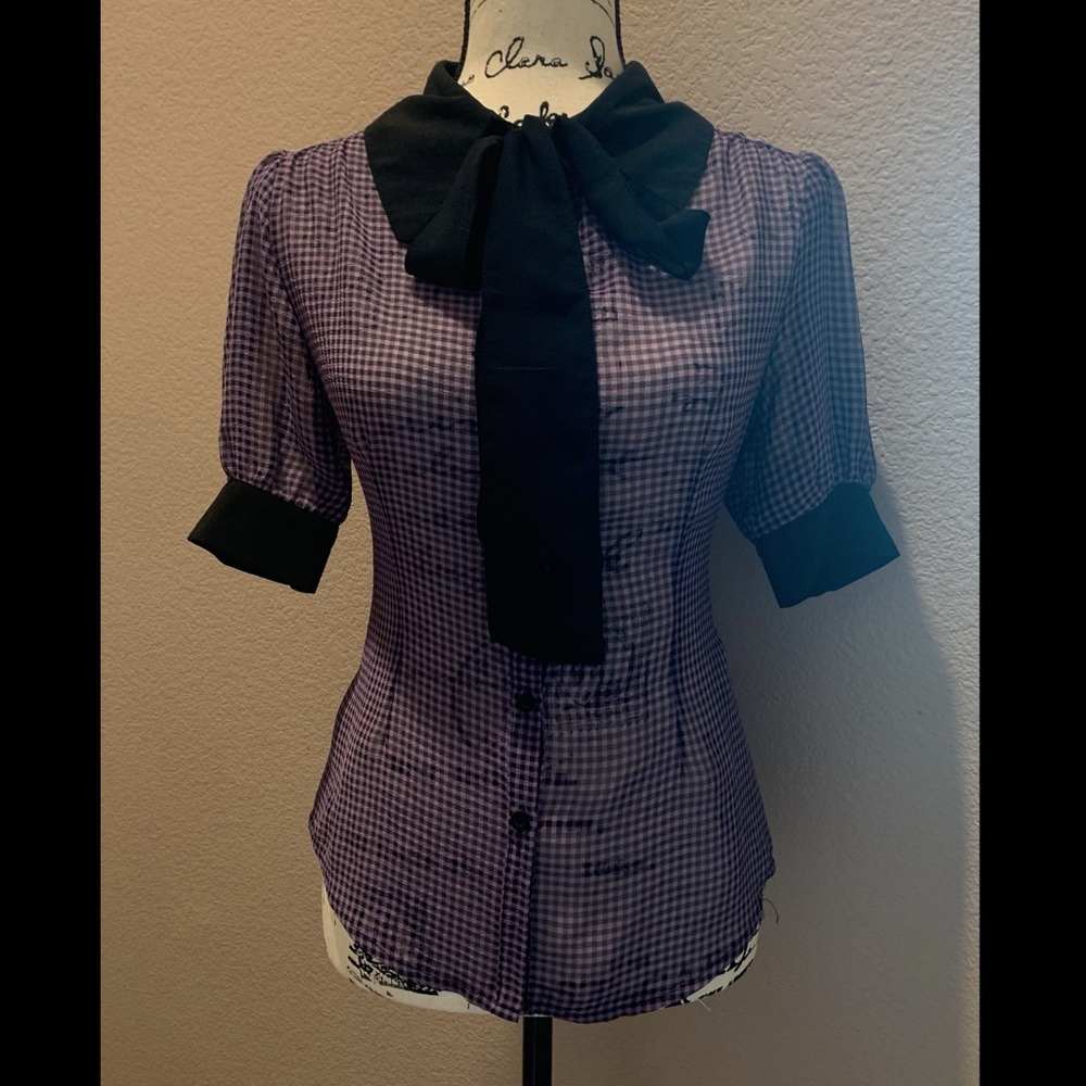 Ponny Purple Gingham Blouse